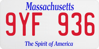MA license plate 9YF936