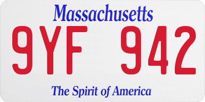MA license plate 9YF942
