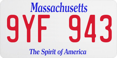 MA license plate 9YF943