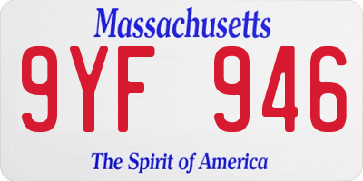 MA license plate 9YF946