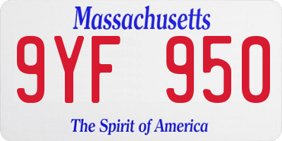 MA license plate 9YF950