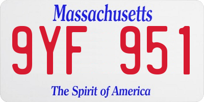 MA license plate 9YF951