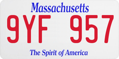 MA license plate 9YF957