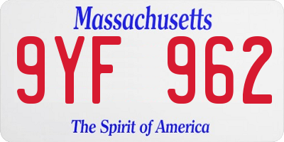 MA license plate 9YF962