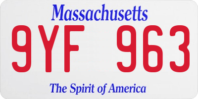 MA license plate 9YF963