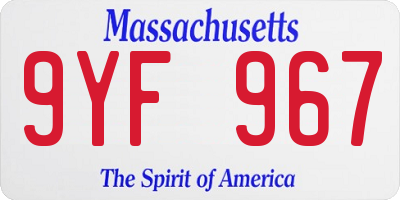 MA license plate 9YF967
