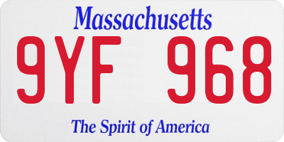 MA license plate 9YF968
