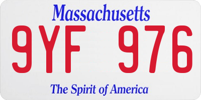 MA license plate 9YF976