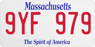 MA license plate 9YF979