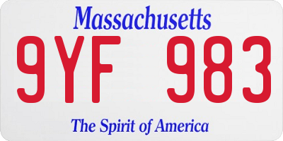 MA license plate 9YF983