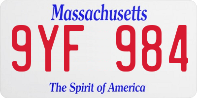 MA license plate 9YF984