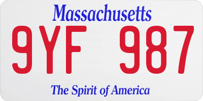 MA license plate 9YF987