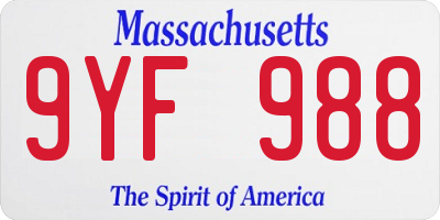 MA license plate 9YF988