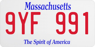 MA license plate 9YF991