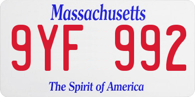 MA license plate 9YF992