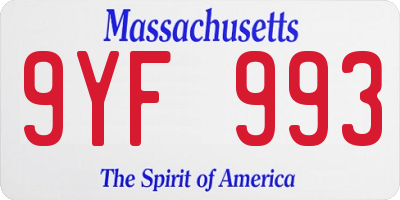 MA license plate 9YF993