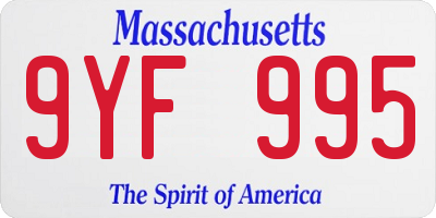 MA license plate 9YF995