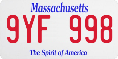 MA license plate 9YF998