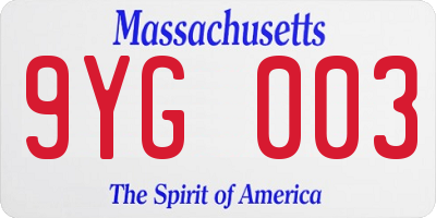 MA license plate 9YG003
