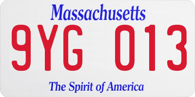 MA license plate 9YG013