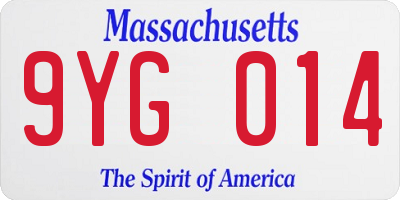 MA license plate 9YG014