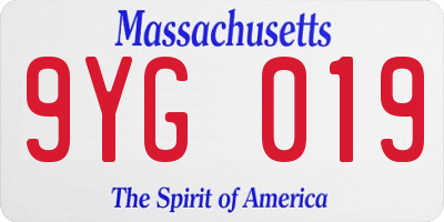 MA license plate 9YG019