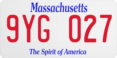 MA license plate 9YG027
