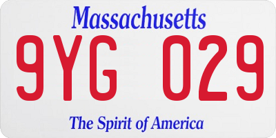 MA license plate 9YG029