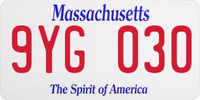 MA license plate 9YG030