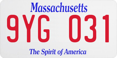 MA license plate 9YG031