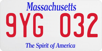 MA license plate 9YG032