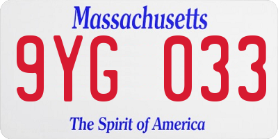 MA license plate 9YG033