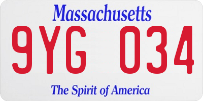MA license plate 9YG034