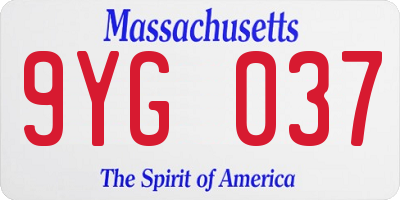 MA license plate 9YG037