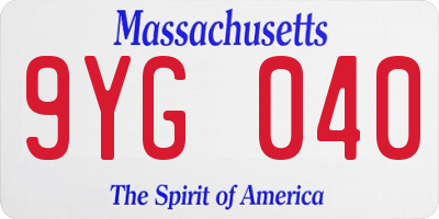 MA license plate 9YG040