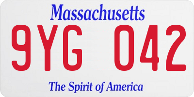 MA license plate 9YG042