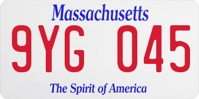 MA license plate 9YG045