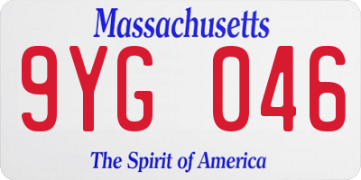 MA license plate 9YG046