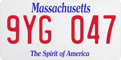 MA license plate 9YG047