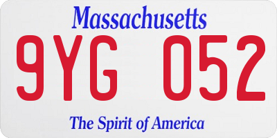 MA license plate 9YG052