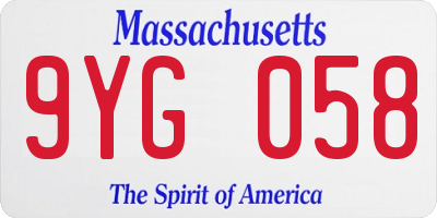 MA license plate 9YG058