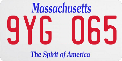 MA license plate 9YG065