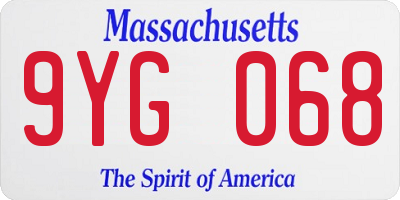 MA license plate 9YG068