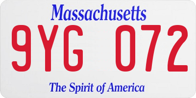 MA license plate 9YG072