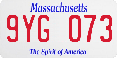 MA license plate 9YG073