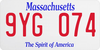 MA license plate 9YG074