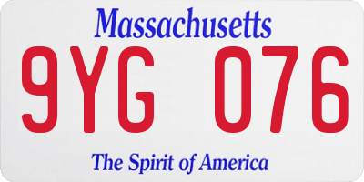 MA license plate 9YG076