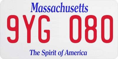 MA license plate 9YG080