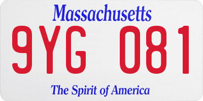 MA license plate 9YG081