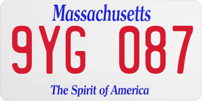 MA license plate 9YG087